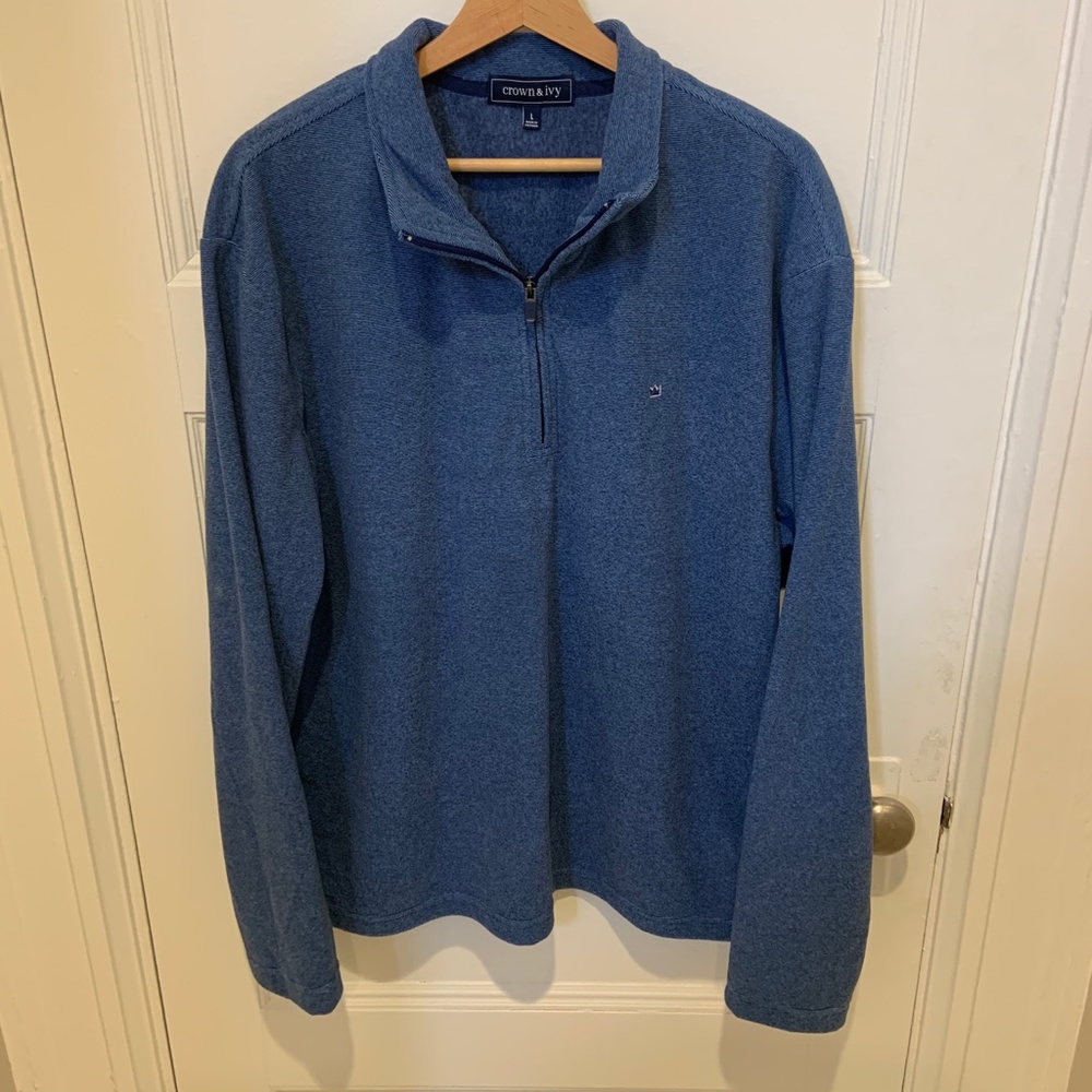 NWT Crown & Ivy Large Blue Quarter Zip Jacket
